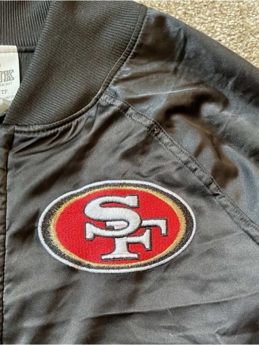 San Francisco 49ers Black Satin Bomber Jacket XS Zip Up. - Picture 4 of 9